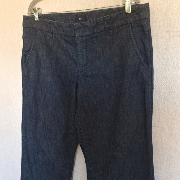💙 Gap Long Wide Leg Thick Denim Look Trousers Size 36/34 Preppy Fall Work Offic - Picture 6 of 8